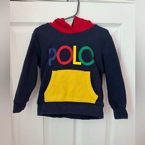 Polo by Ralph Lauren Kids' Navy Hoodie with Red, Green, and Yellow Details